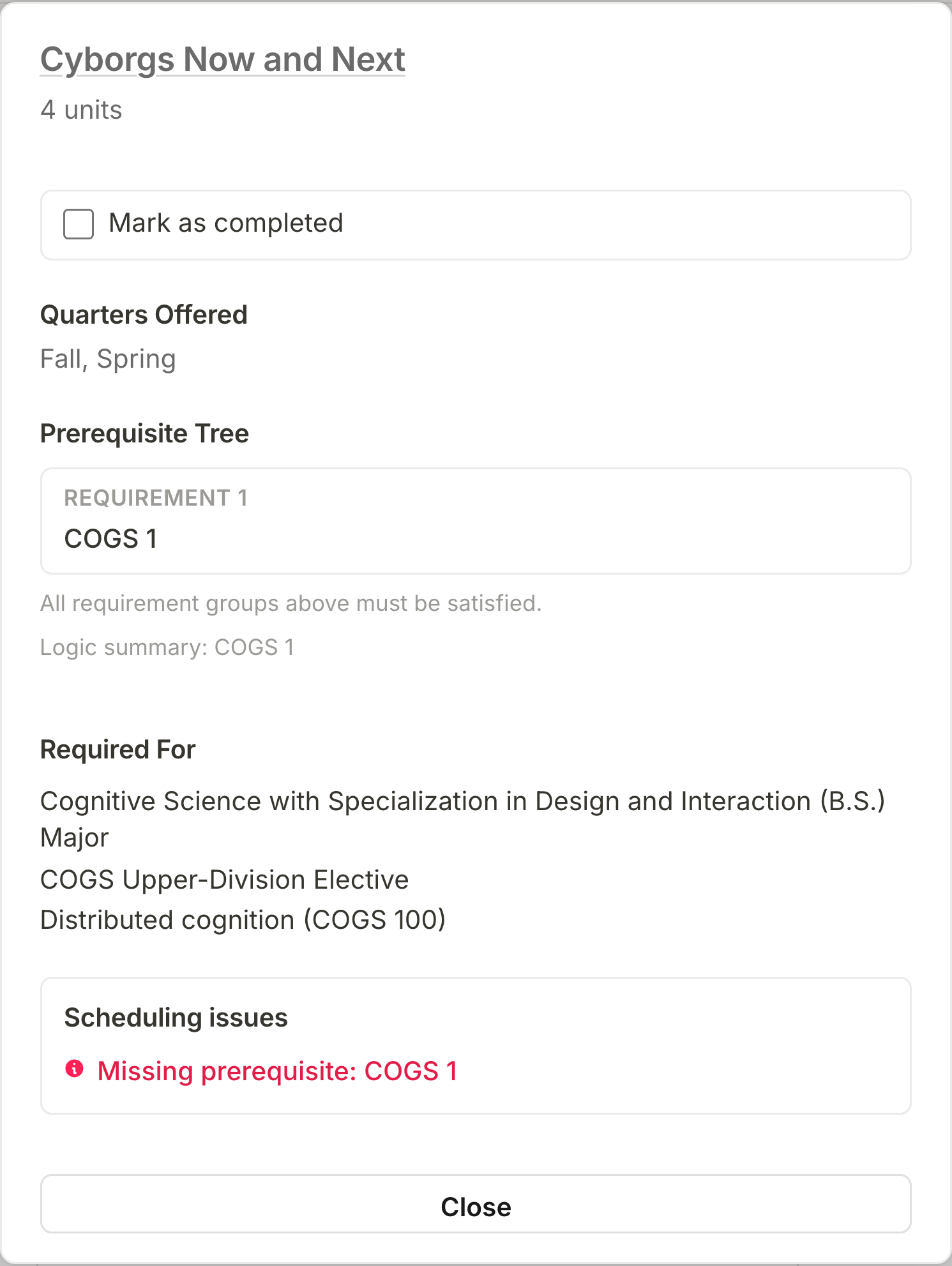 Course detail card